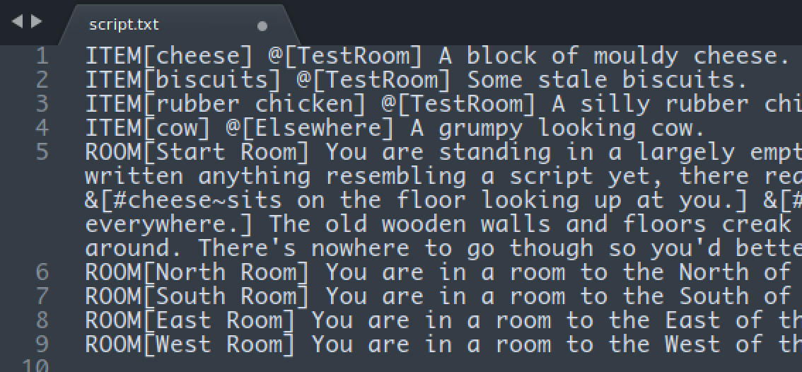 Text Adventure Scripts